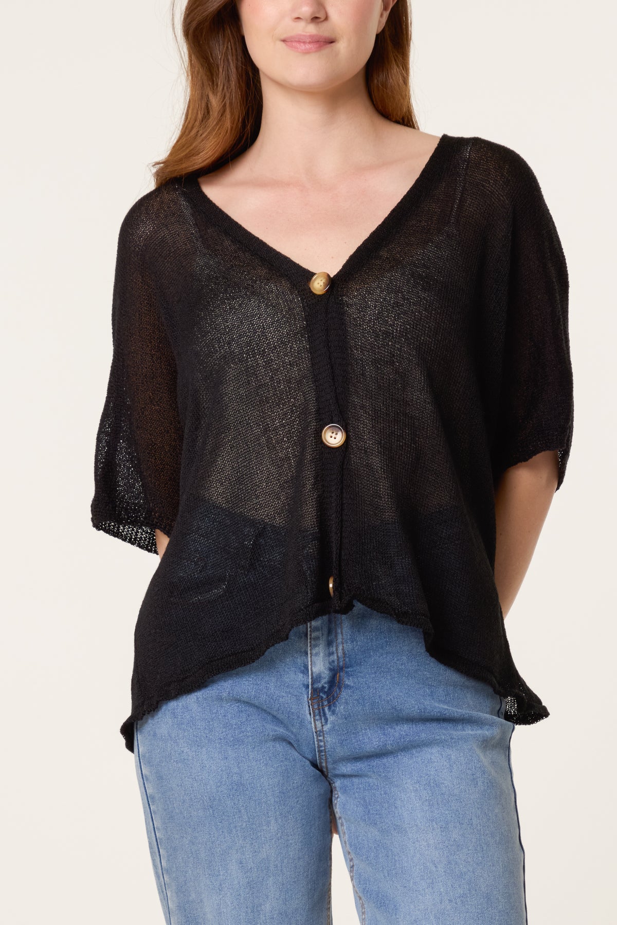 Fine Knit V-neck Short Sleeve Cardigan