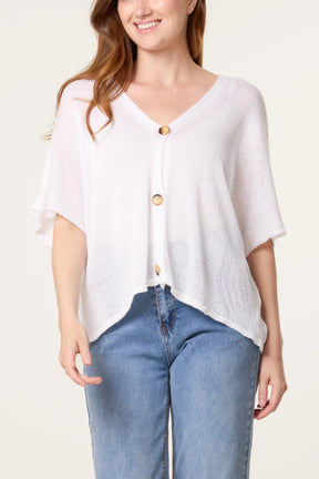 Fine Knit V-neck Short Sleeve Cardigan