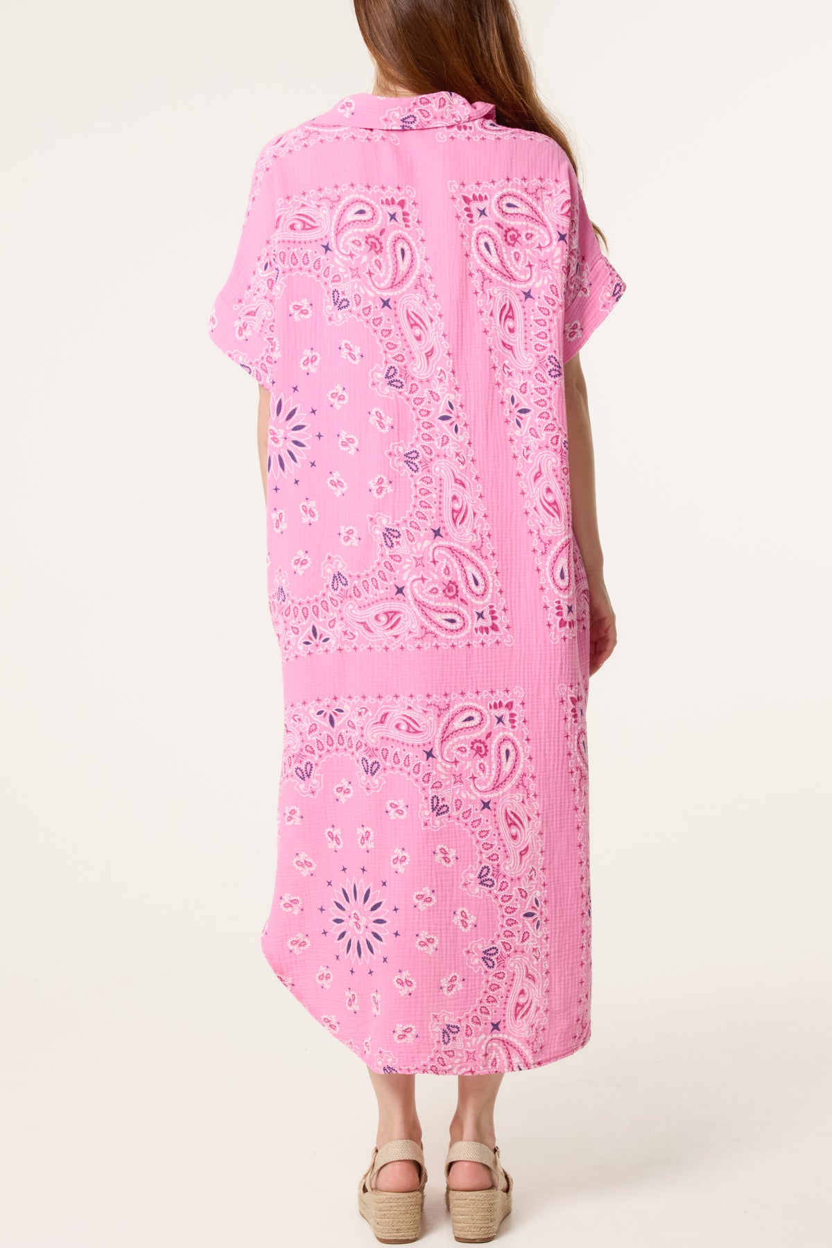 Bandana Print Cheesecloth Midi Dress