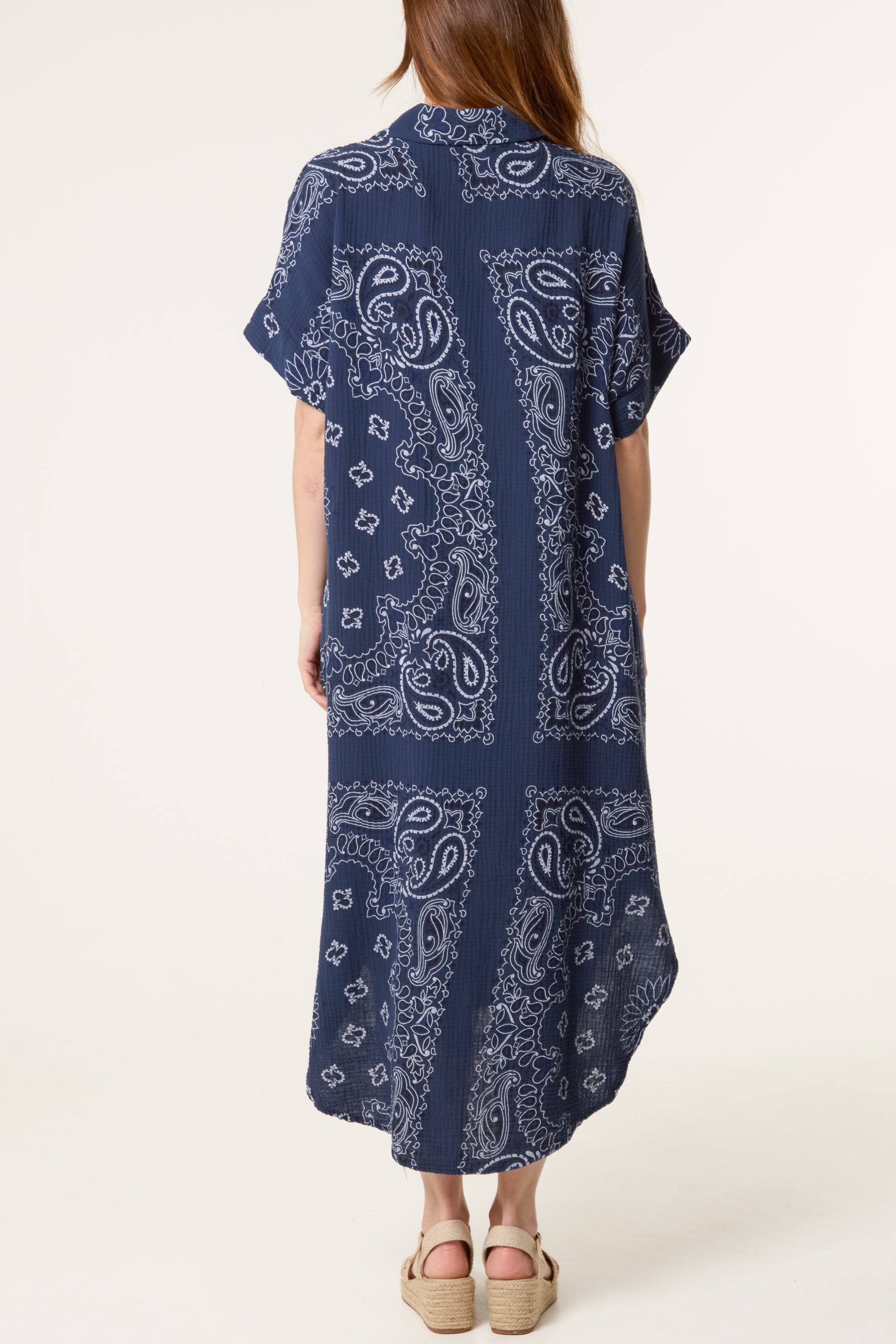 Bandana Print Cheesecloth Midi Dress