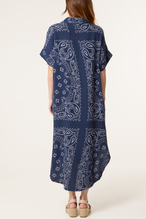 Bandana Print Cheesecloth Midi Dress