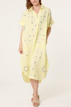 Bandana Print Cheesecloth Midi Dress