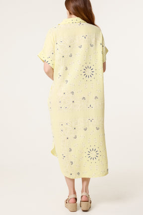 Bandana Print Cheesecloth Midi Dress