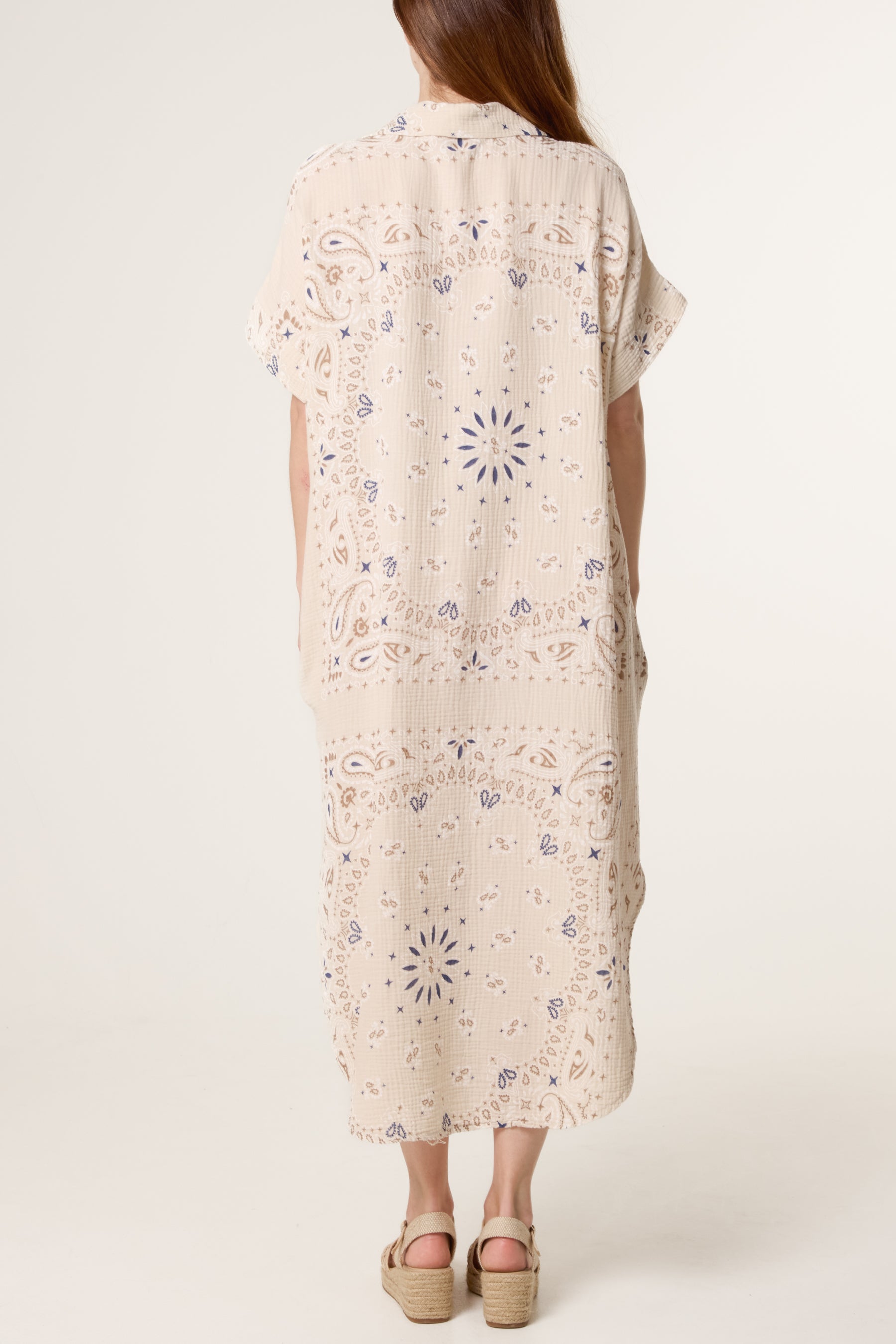 Bandana Print Cheesecloth Midi Dress