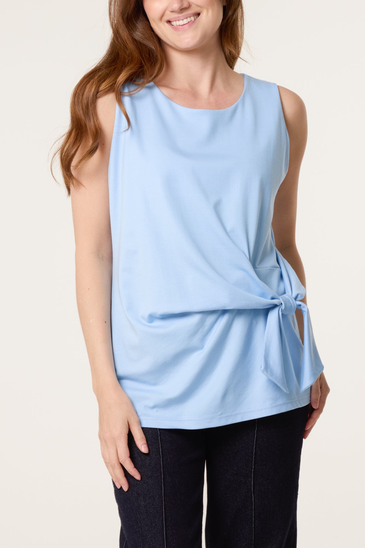 Jersey Side Tie Sleeveless Top