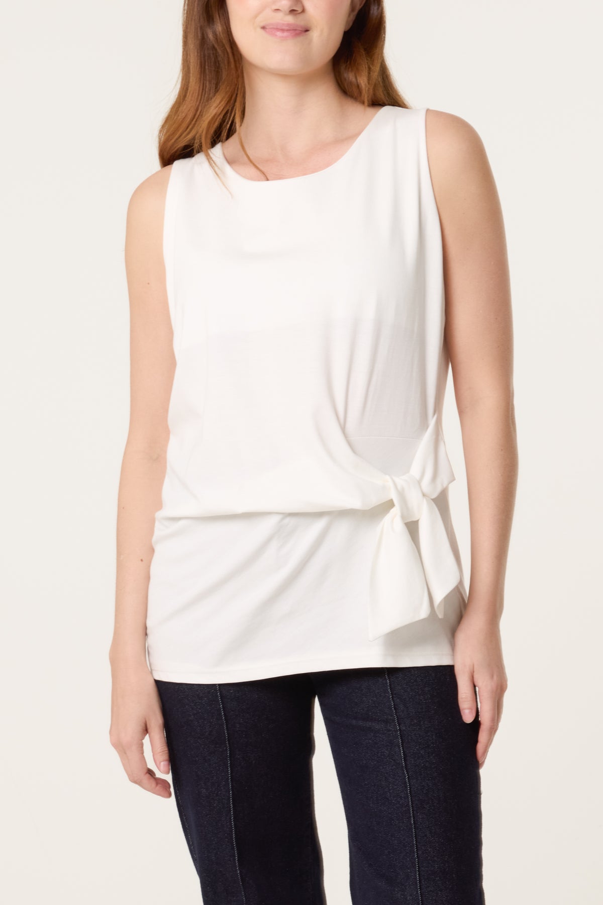 Jersey Side Tie Sleeveless Top