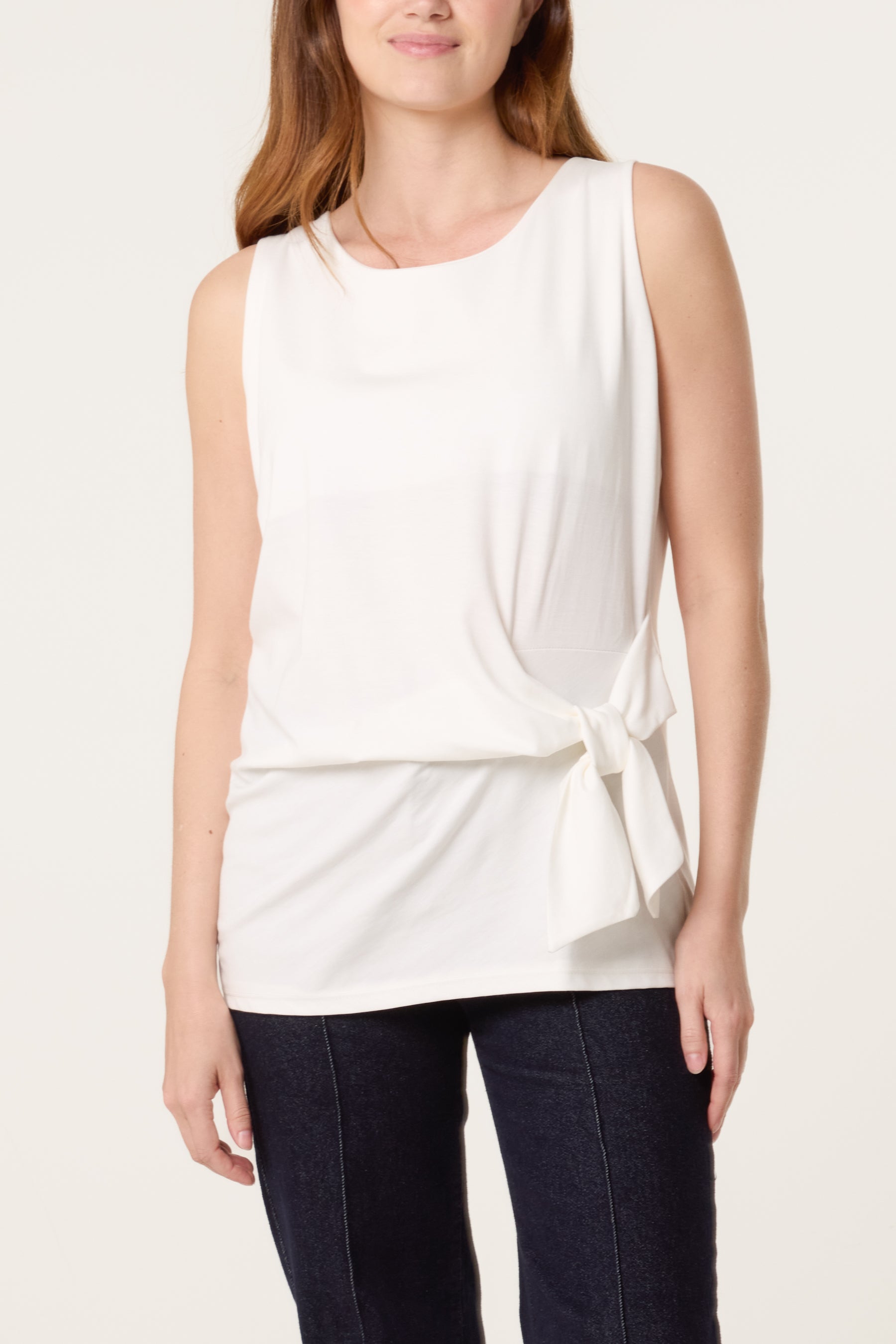 Jersey Side Tie Sleeveless Top