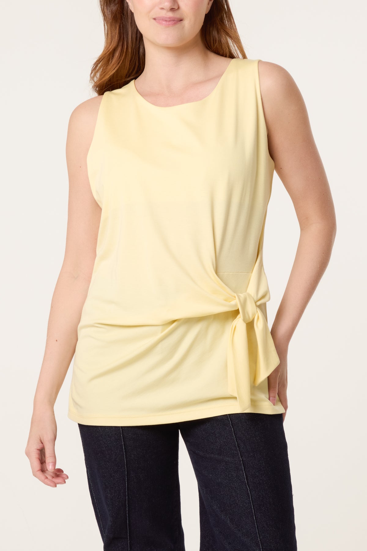 Jersey Side Tie Sleeveless Top
