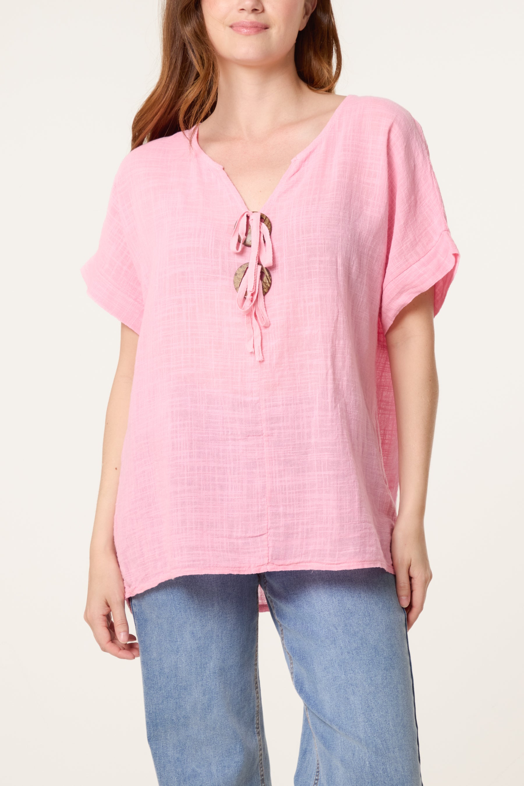 Pure Cotton Front Button Short Sleeve To