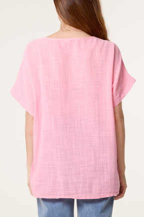 Pure Cotton Front Button Short Sleeve To