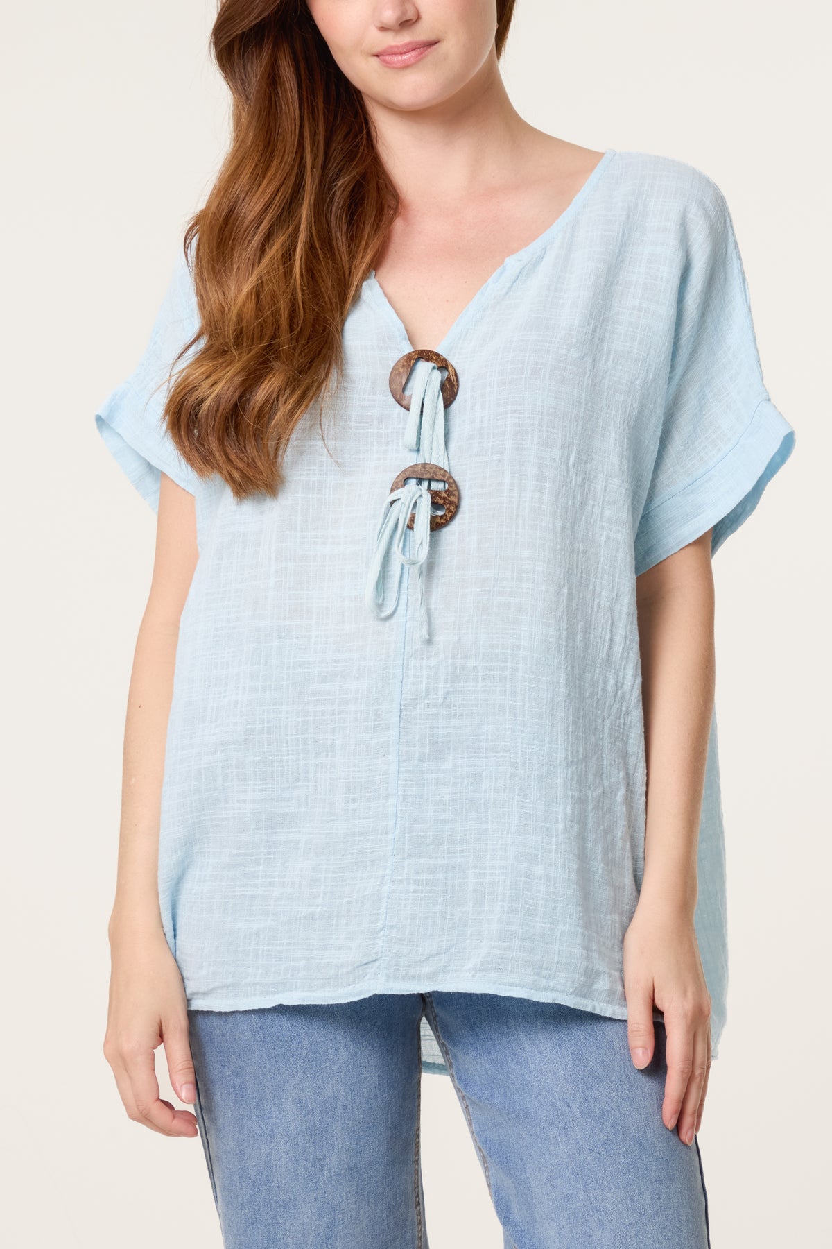 Pure Cotton Front Button Short Sleeve To