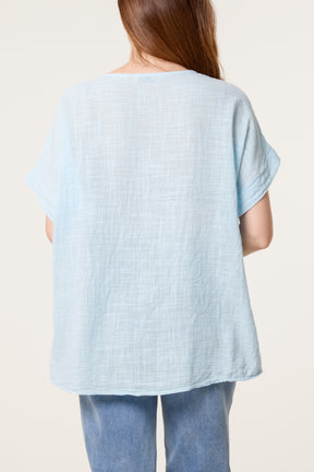 Pure Cotton Front Button Short Sleeve To