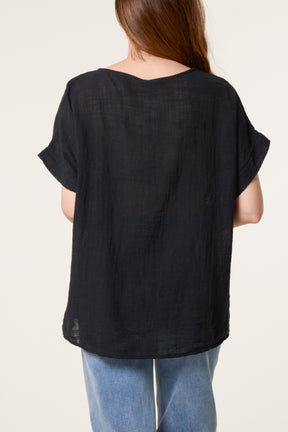 Pure Cotton Front Button Short Sleeve To