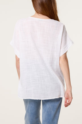 Pure Cotton Front Button Short Sleeve To