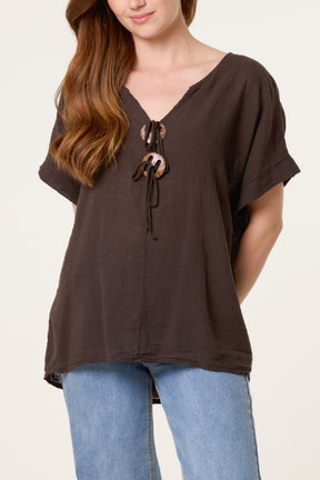 Pure Cotton Front Button Short Sleeve To