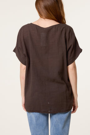 Pure Cotton Front Button Short Sleeve To
