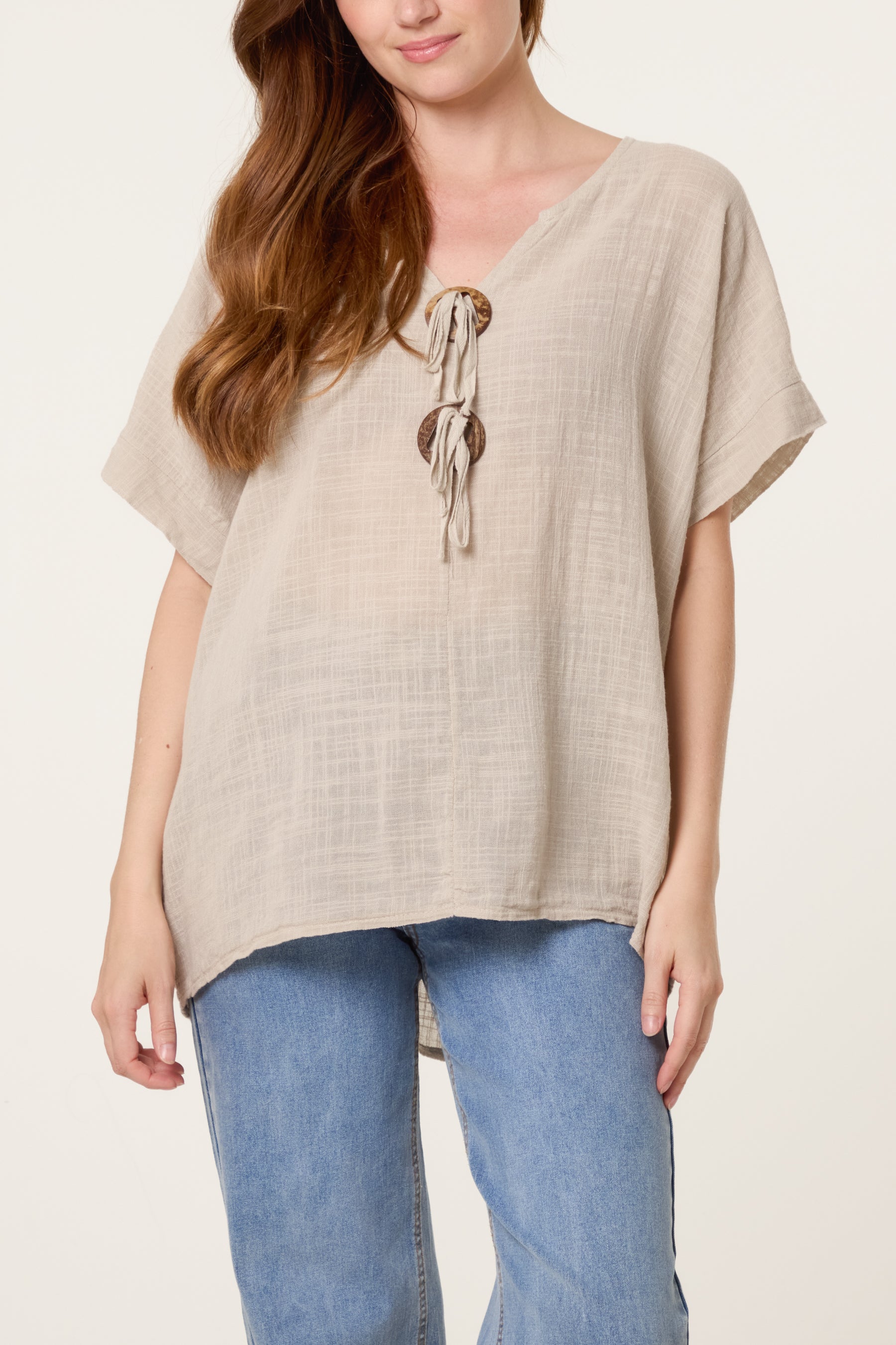 Pure Cotton Front Button Short Sleeve To