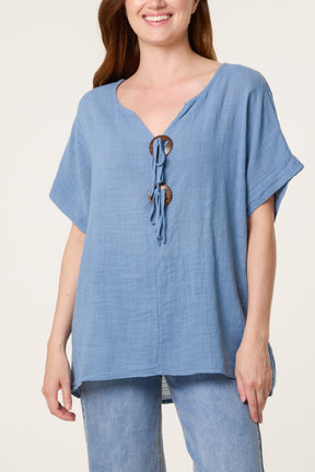 Pure Cotton Front Button Short Sleeve To