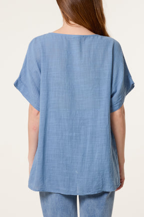 Pure Cotton Front Button Short Sleeve To