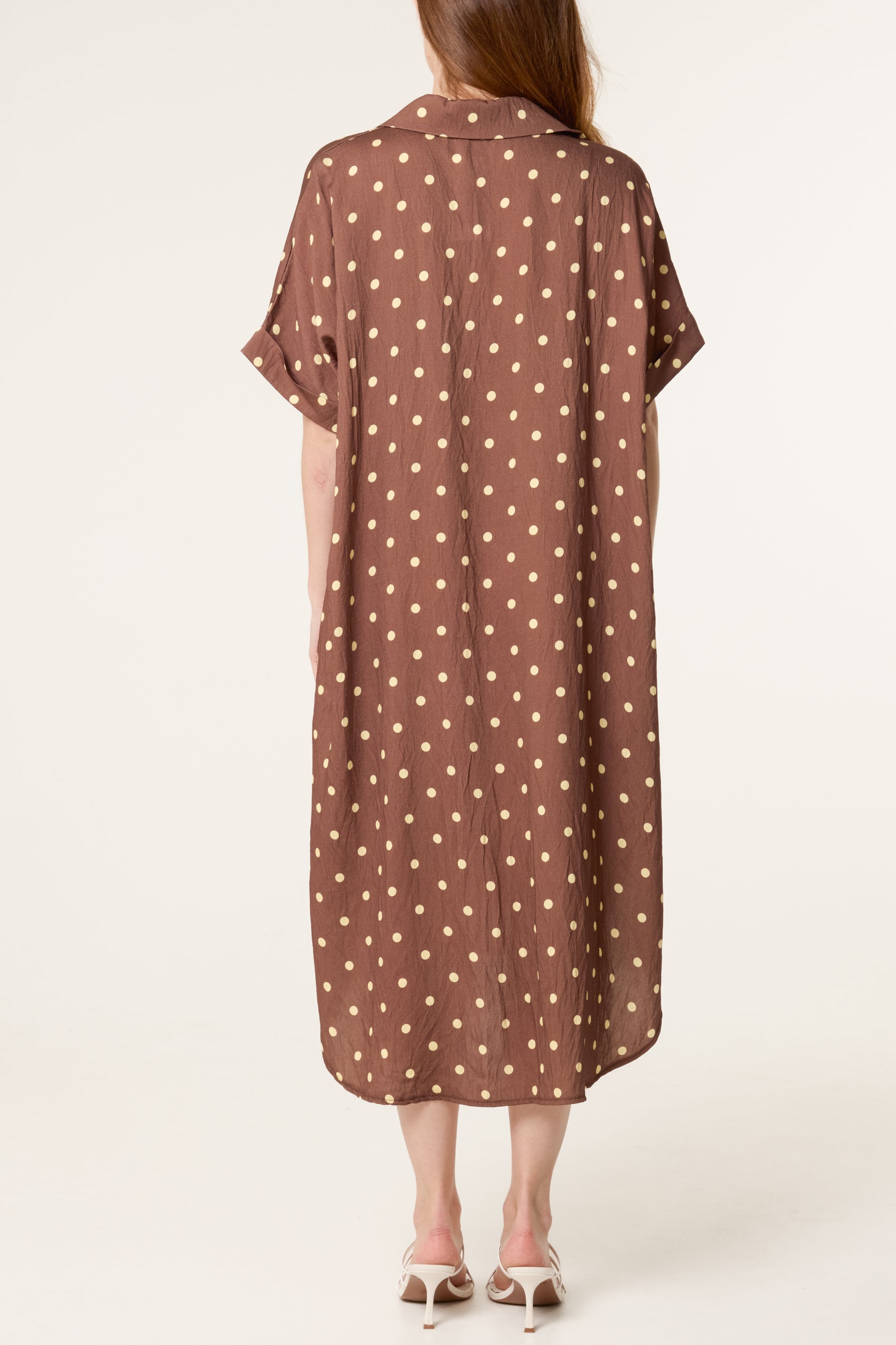 Collar Polka Dot Midi Dress