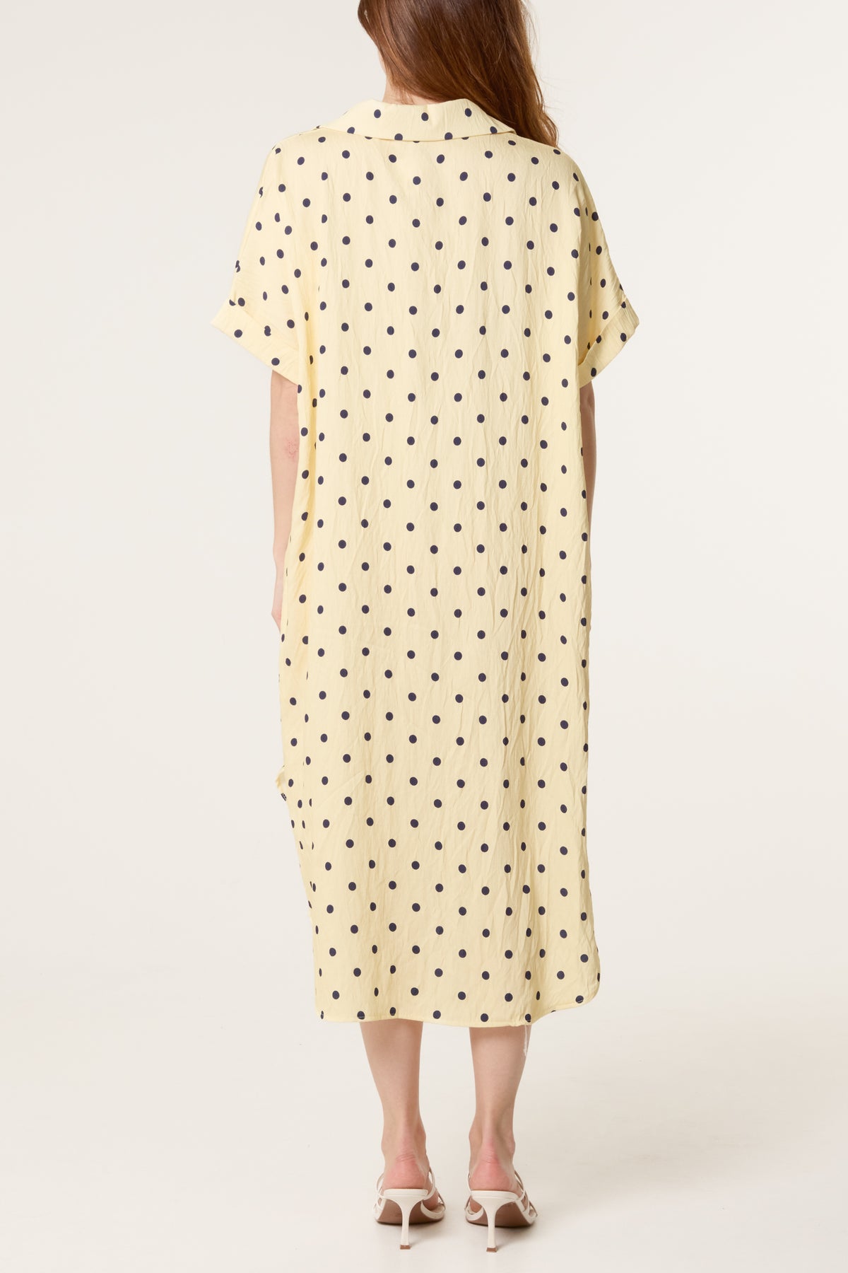 Collar Polka Dot Midi Dress