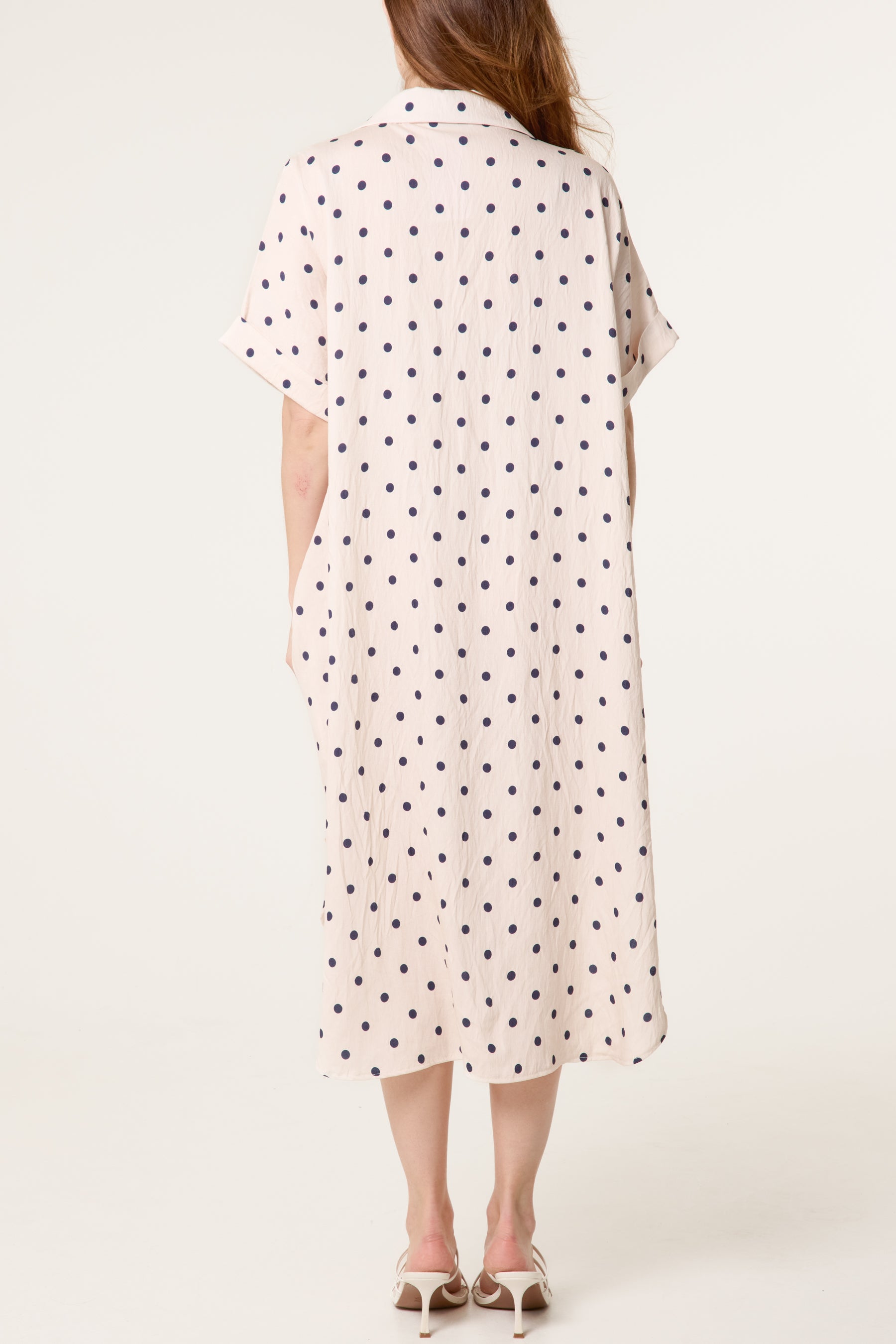 Collar Polka Dot Midi Dress