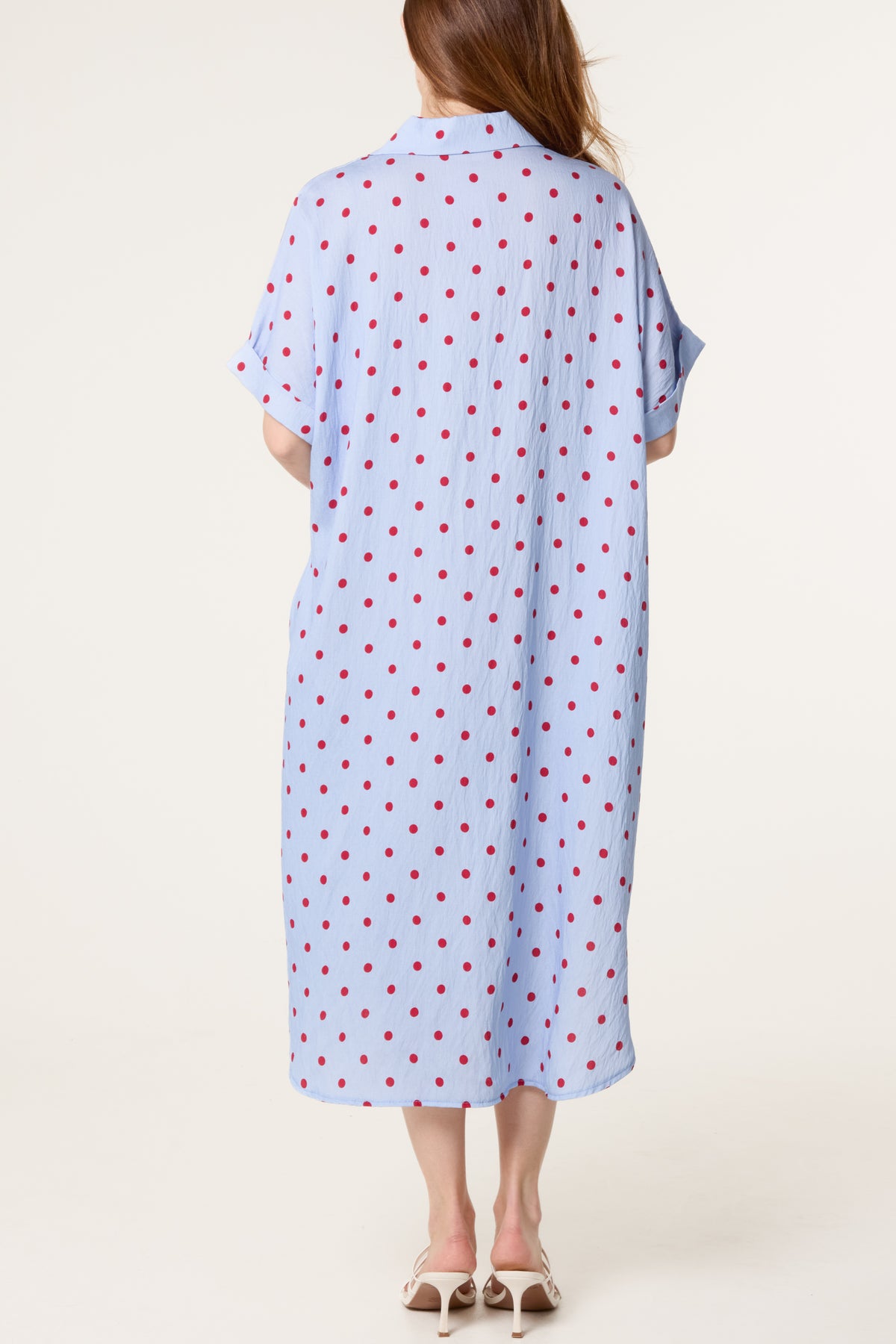 Collar Polka Dot Midi Dress