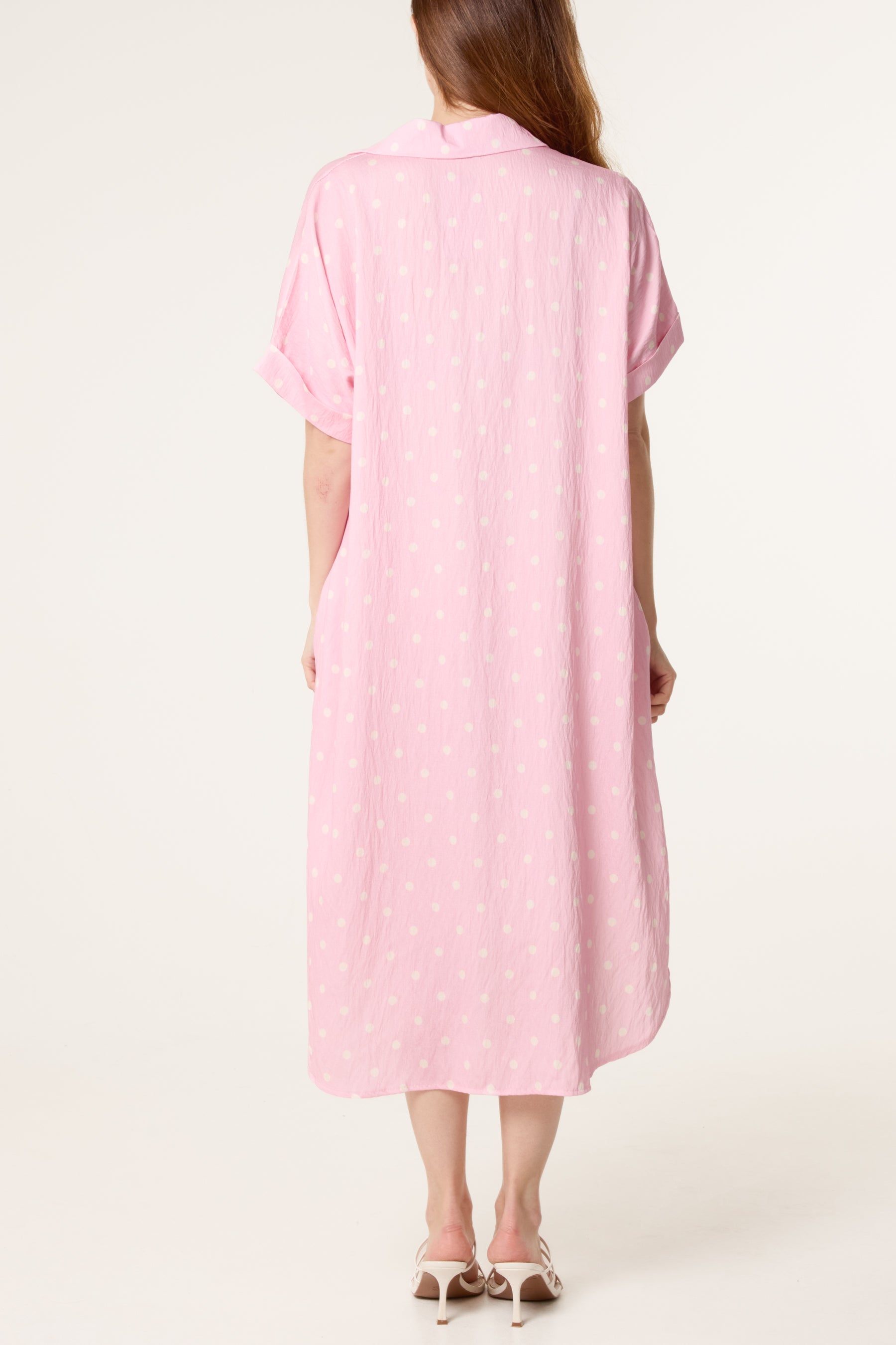 Collar Polka Dot Midi Dress