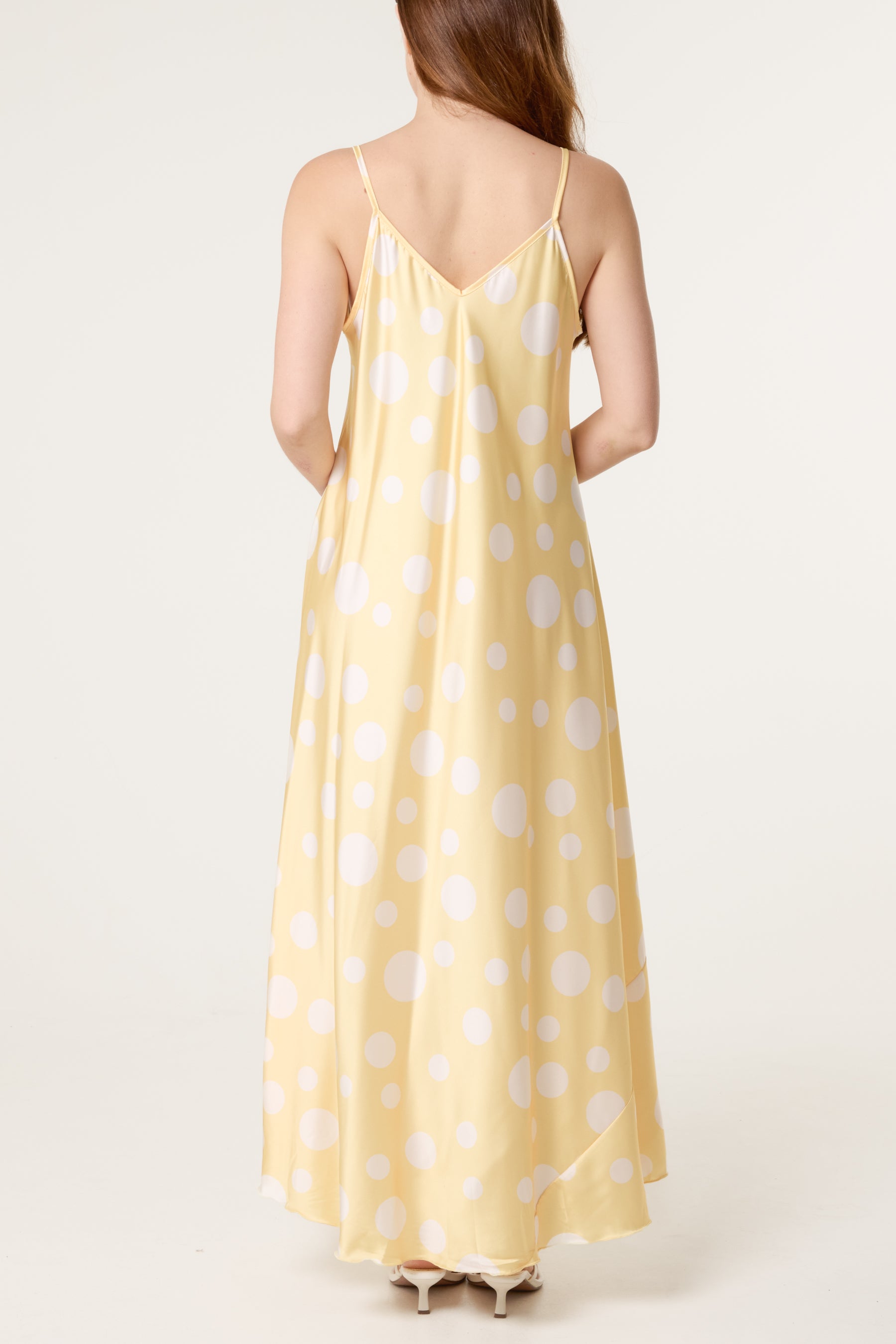 Polka Dot Satin Cami Maxi Dress