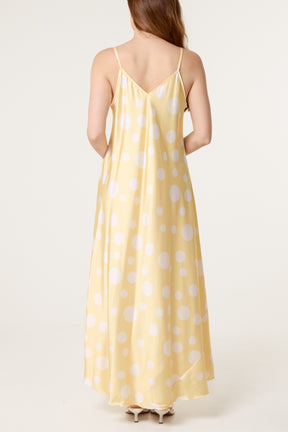Polka Dot Satin Cami Maxi Dress