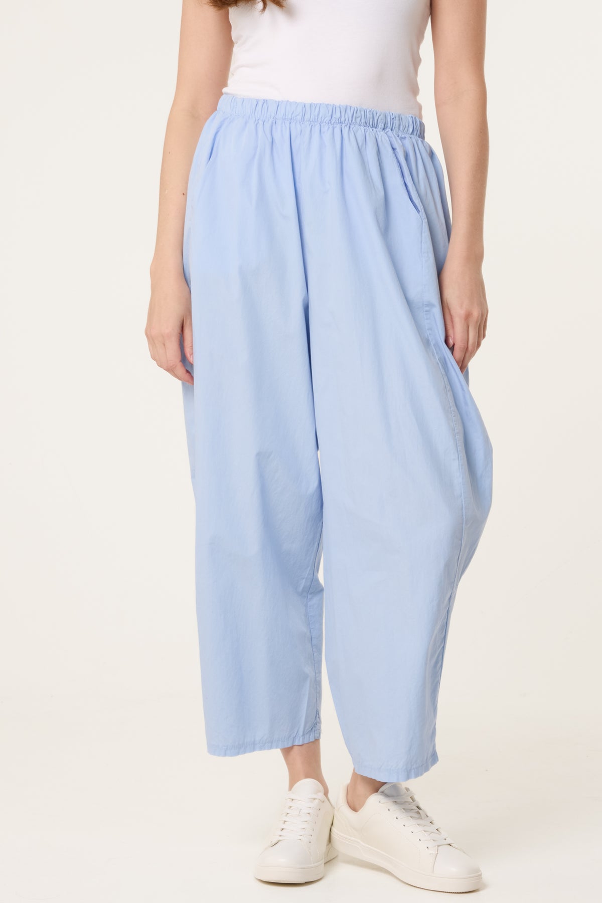 Elasticated Wide Leg 3/4 Length Trousers