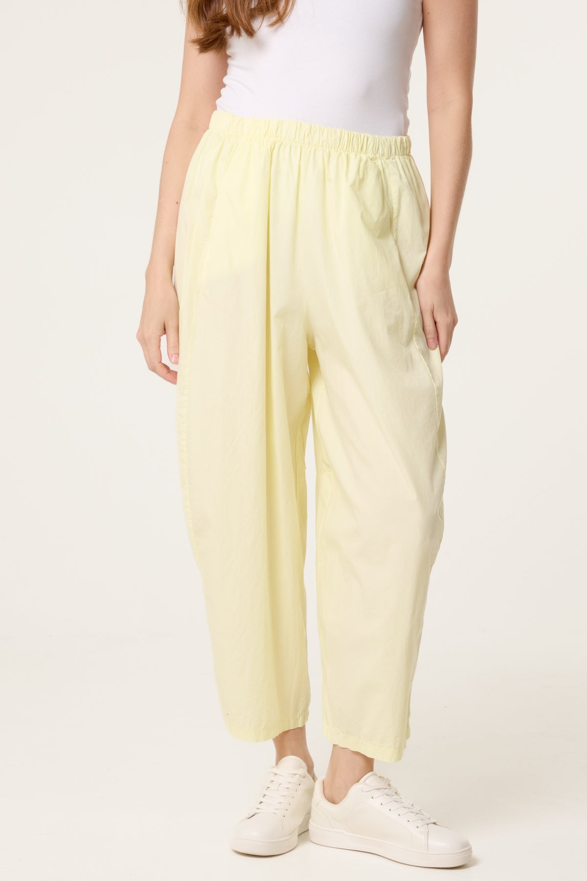 Elasticated Wide Leg 3/4 Length Trousers