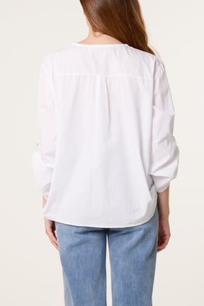 Cotton 3/4 Sleeve Front Pocket Shirt