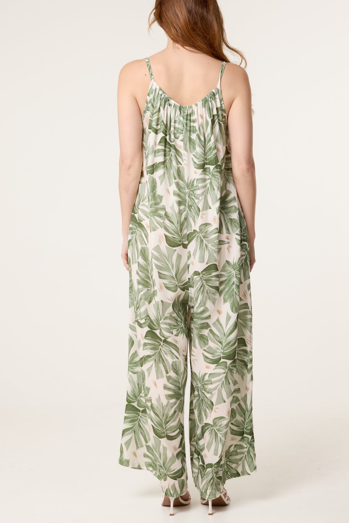 Palm Tree Cami Wide Leg Jumpsuit