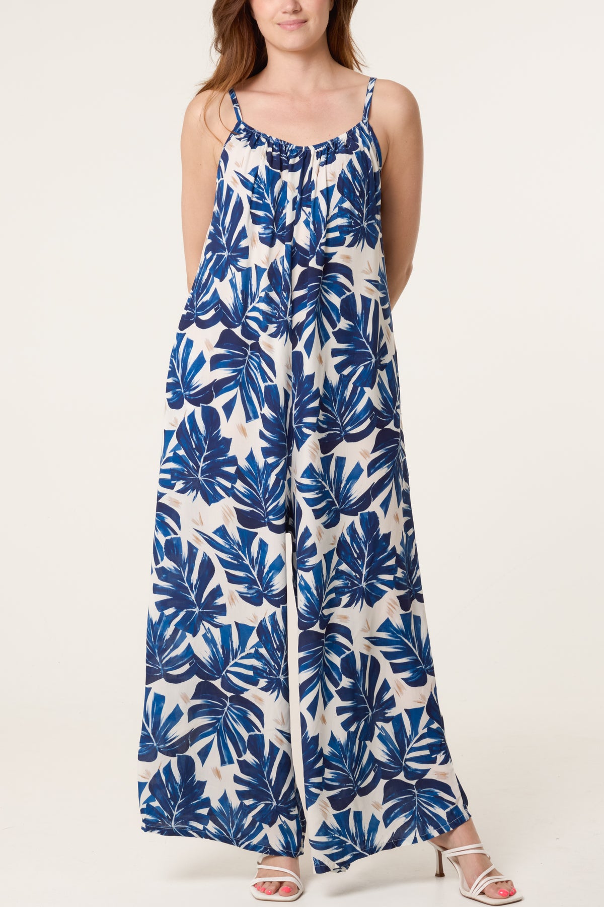 Palm Tree Cami Wide Leg Jumpsuit