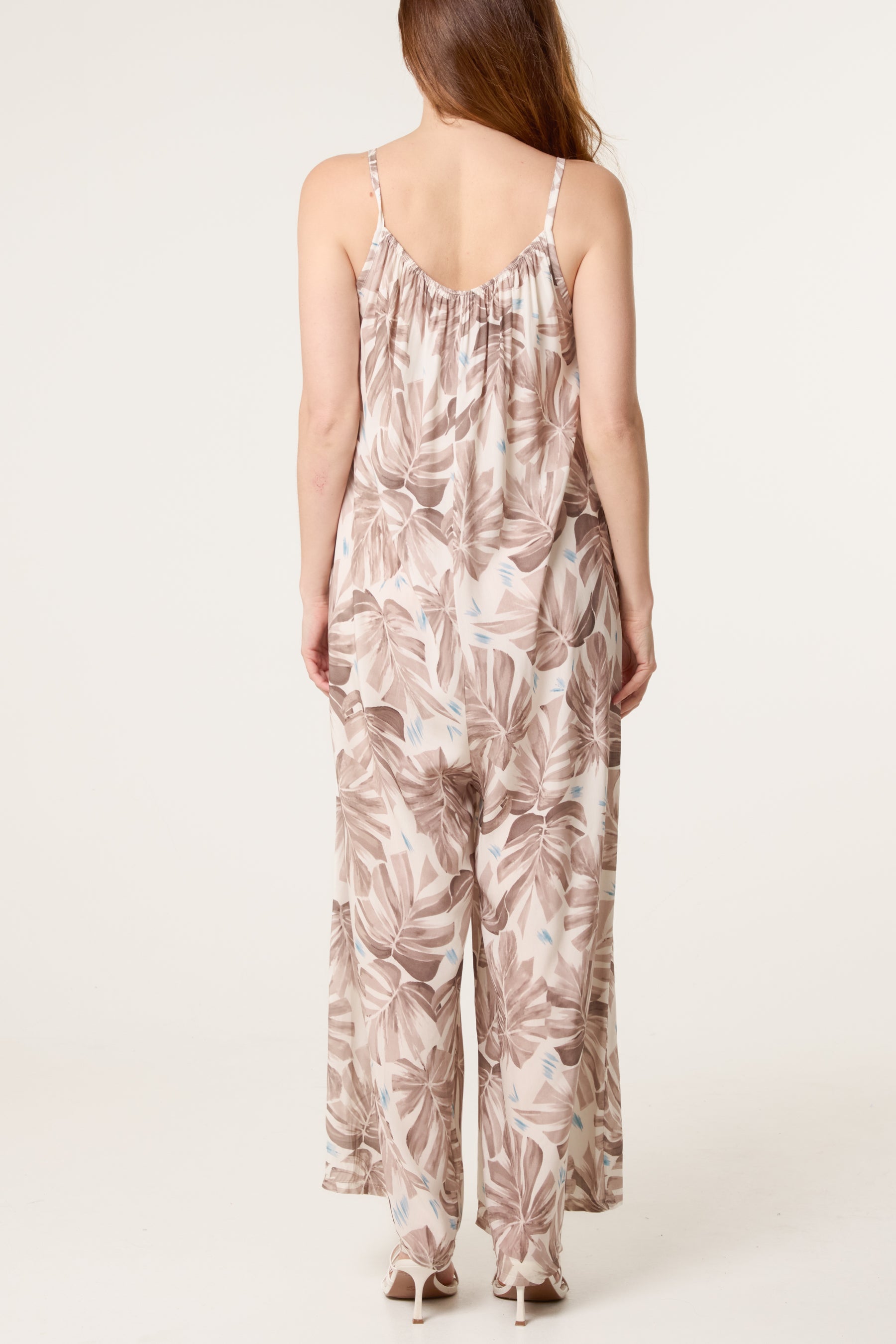 Palm Tree Cami Wide Leg Jumpsuit