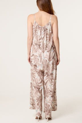 Palm Tree Cami Wide Leg Jumpsuit