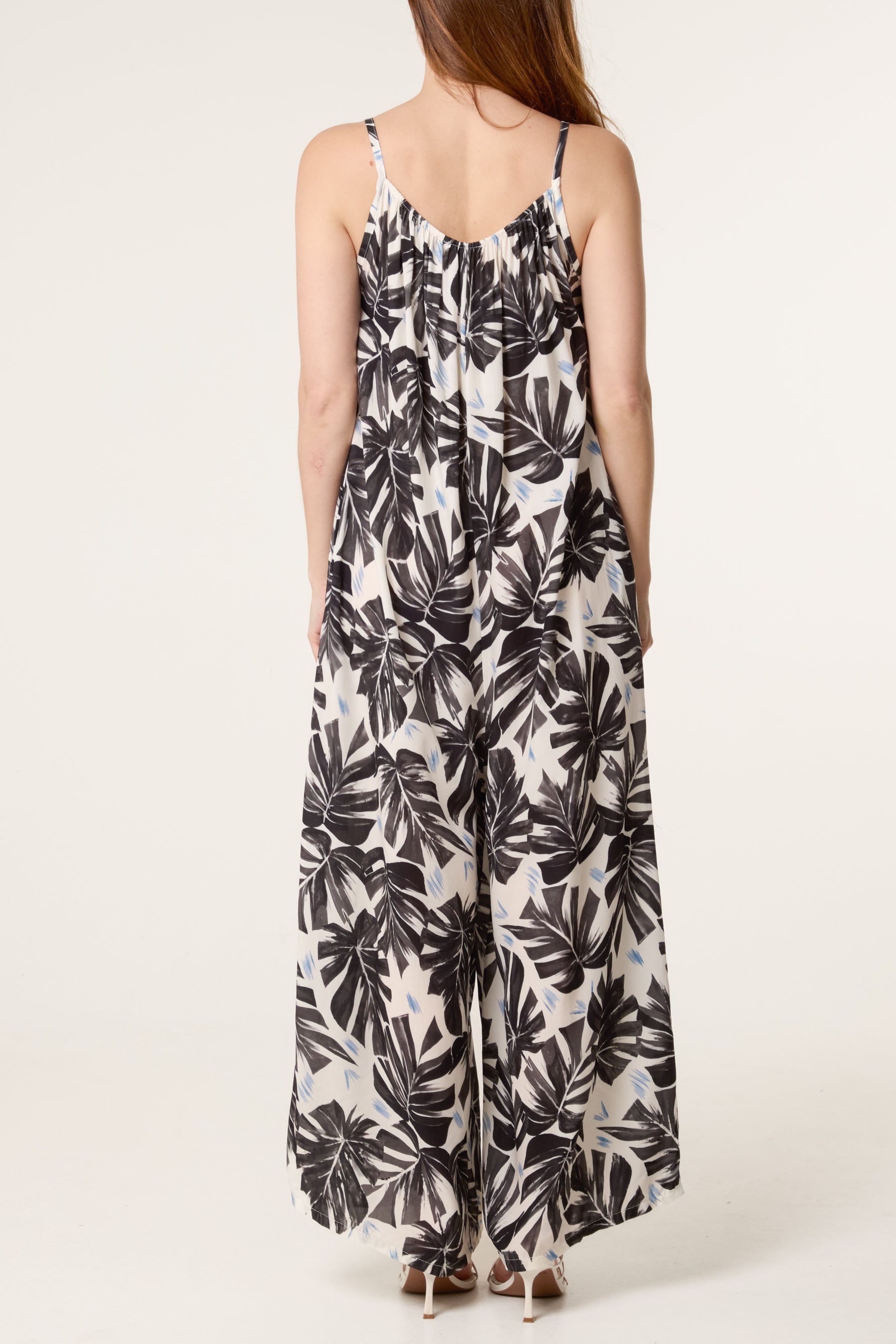 Palm Tree Cami Wide Leg Jumpsuit
