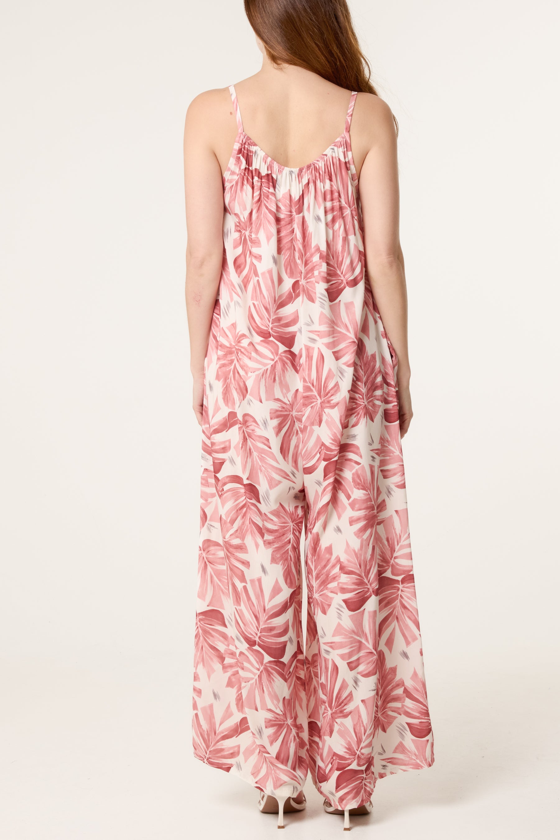 Palm Tree Cami Wide Leg Jumpsuit