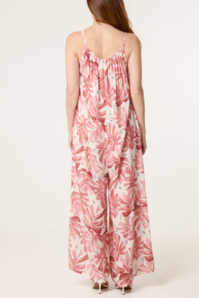 Palm Tree Cami Wide Leg Jumpsuit