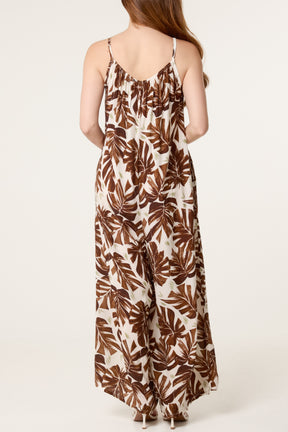 Palm Tree Cami Wide Leg Jumpsuit