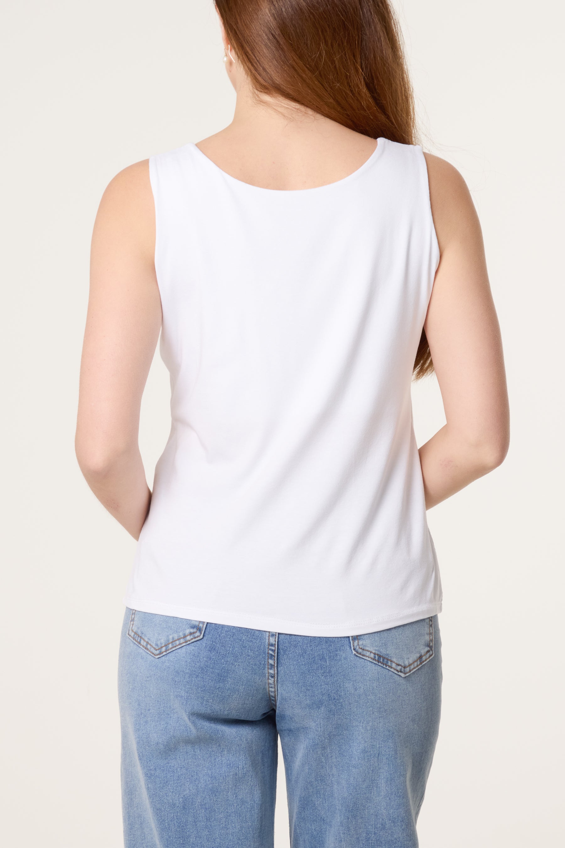 Square Neck Sleeveless Stretch T-Shirt