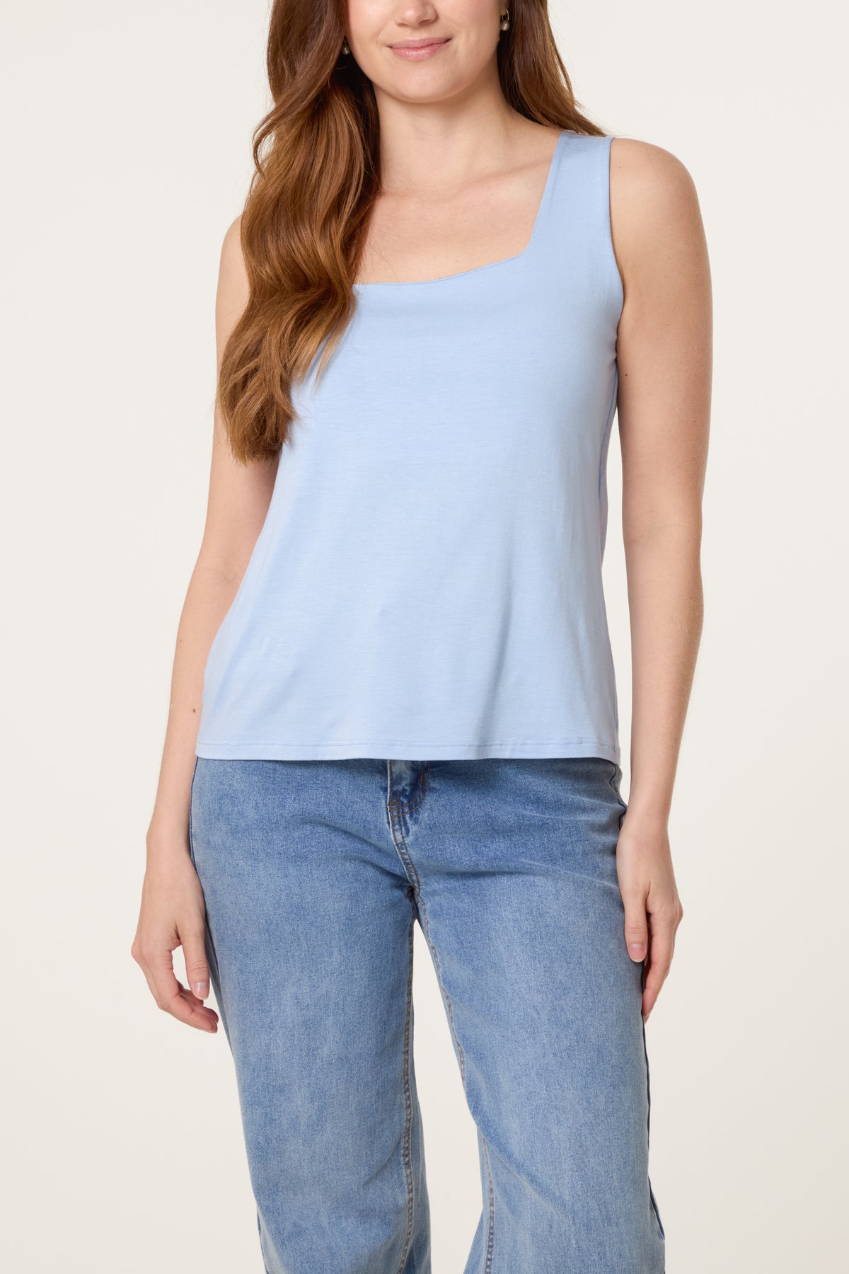 Square Neck Sleeveless Stretch T-Shirt