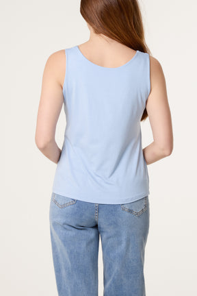 Square Neck Sleeveless Stretch T-Shirt