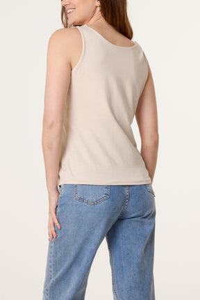Square Neck Sleeveless Stretch T-Shirt