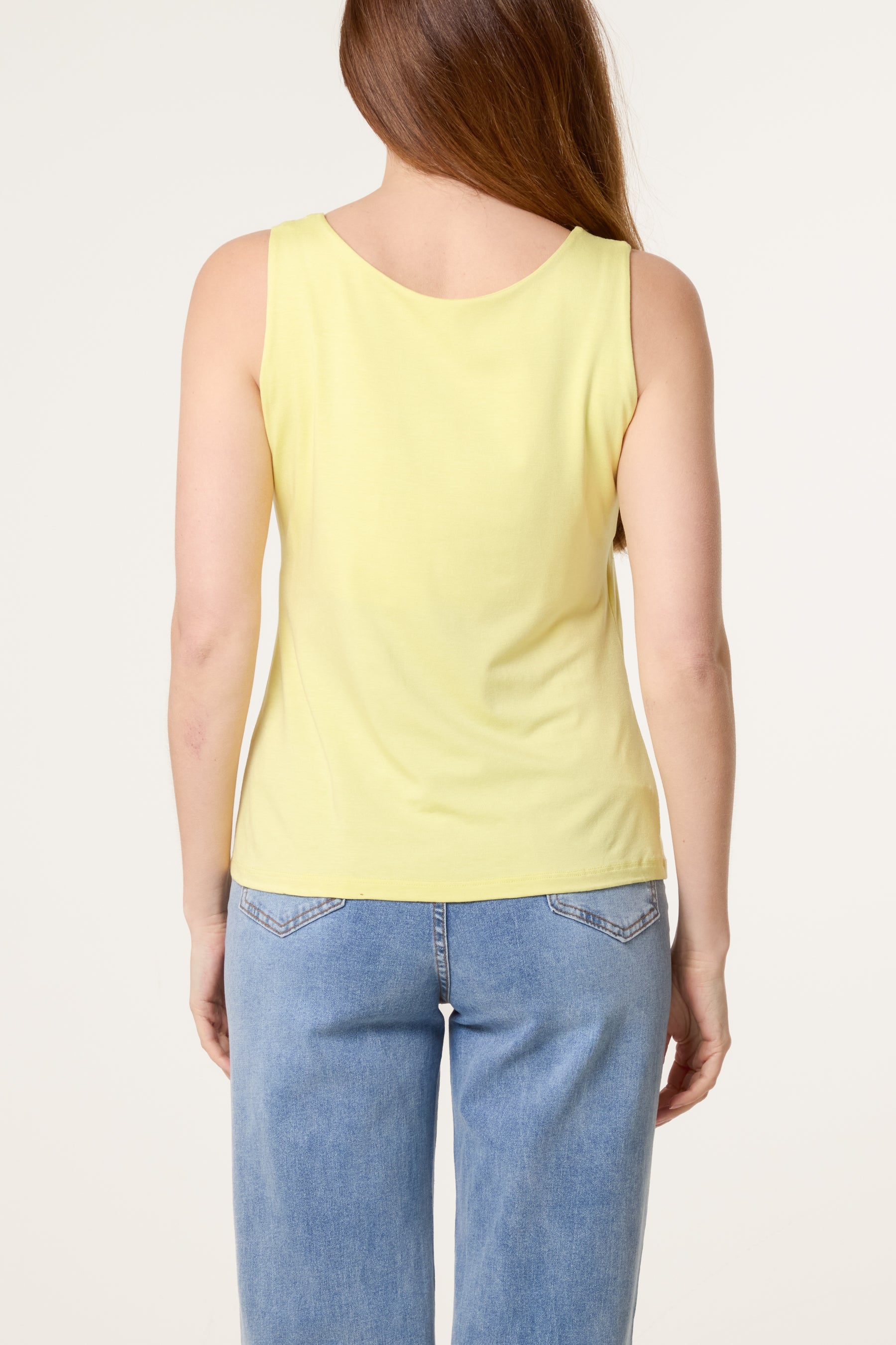 Square Neck Sleeveless Stretch T-Shirt