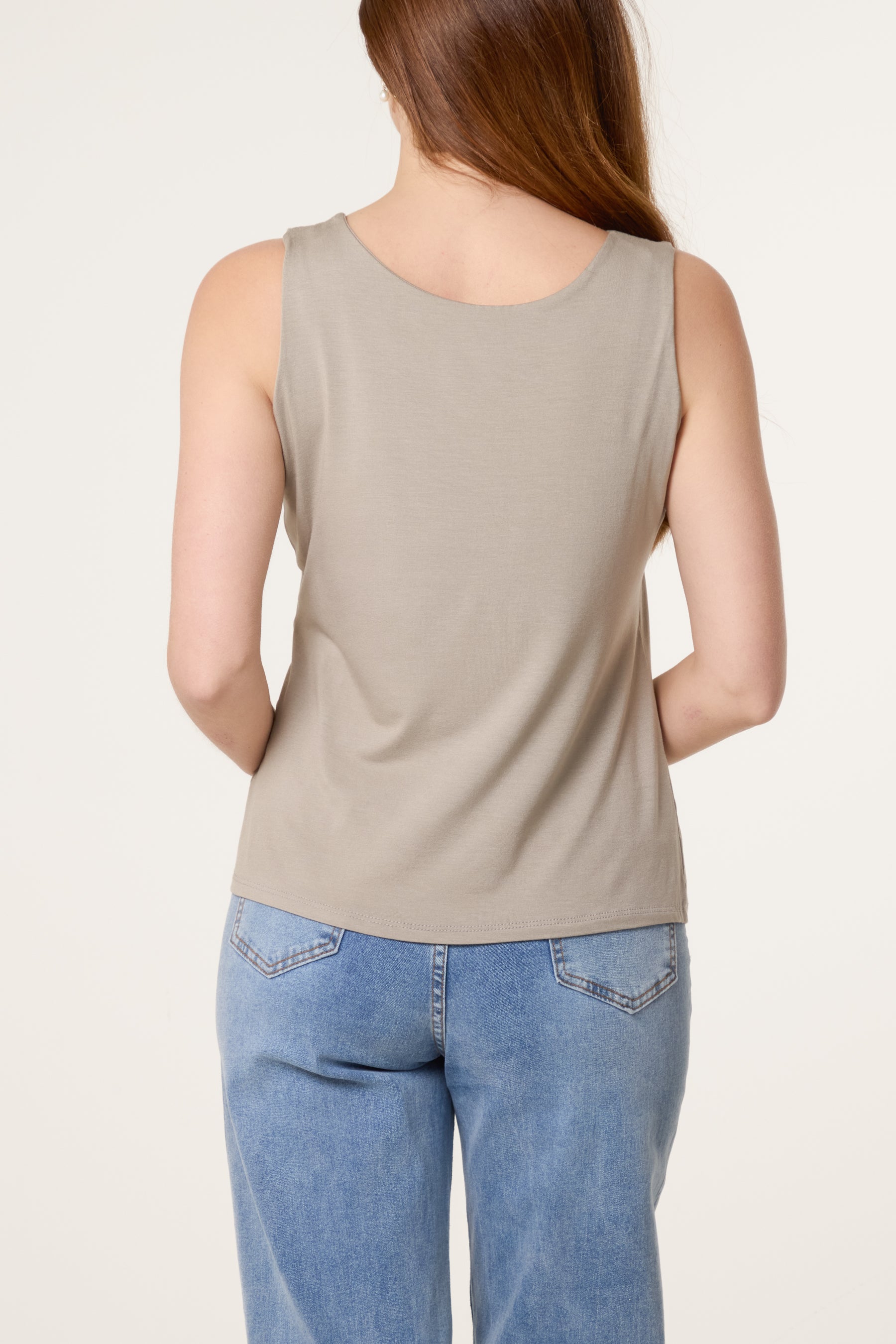Square Neck Sleeveless Stretch T-Shirt