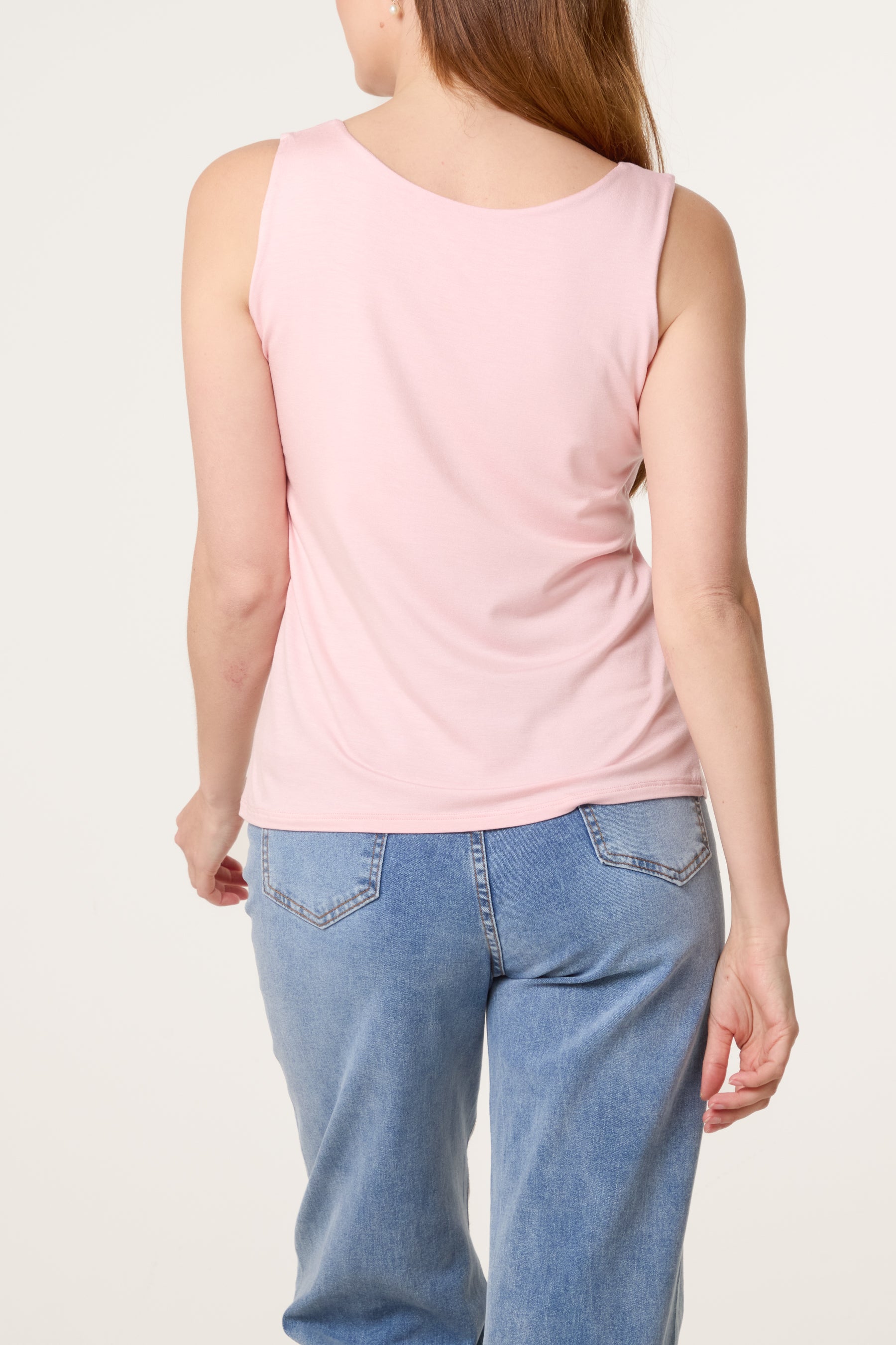 Square Neck Sleeveless Stretch T-Shirt