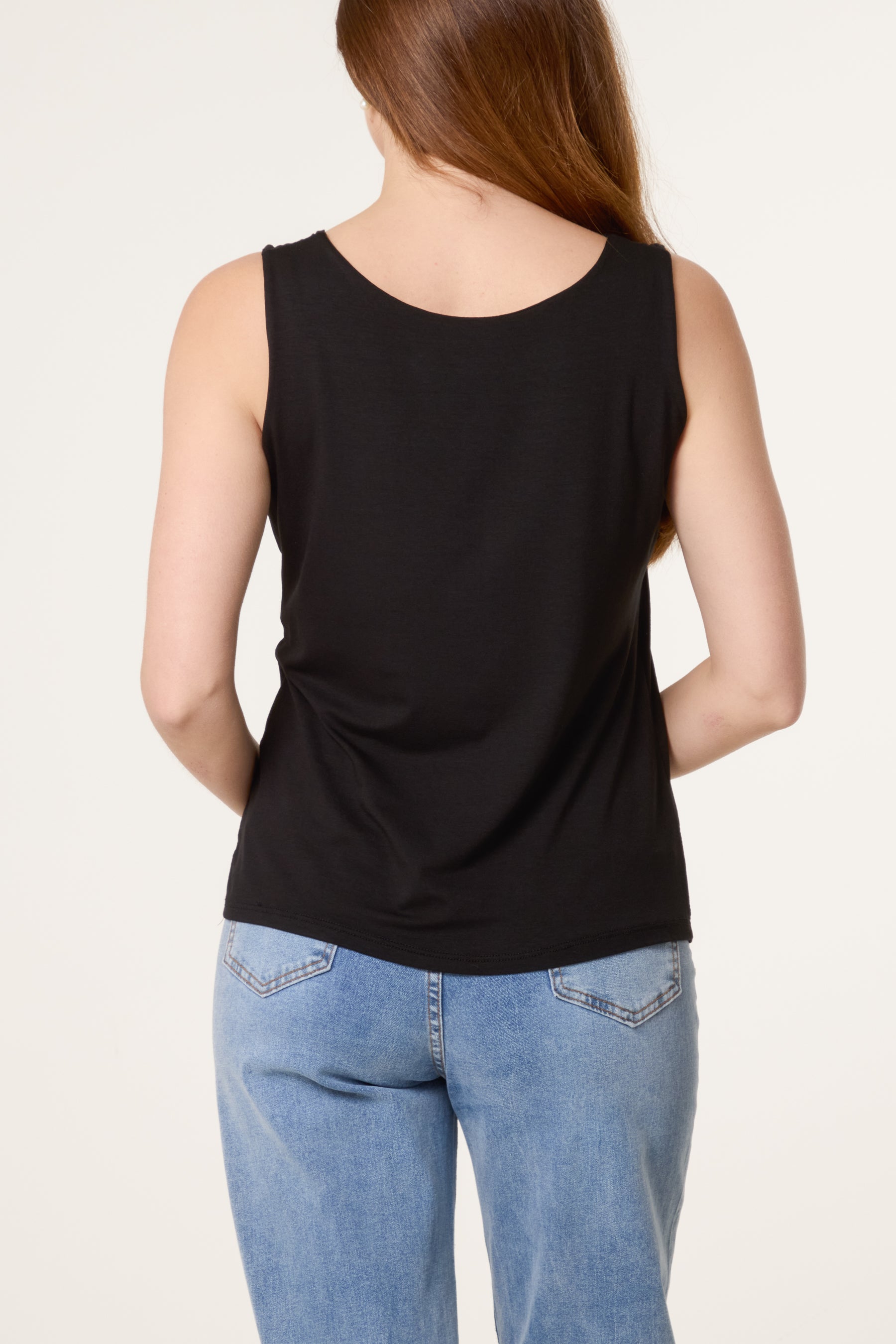 Square Neck Sleeveless Stretch T-Shirt