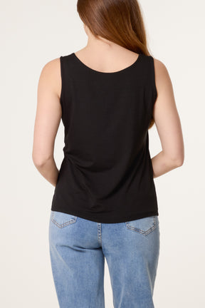 Square Neck Sleeveless Stretch T-Shirt